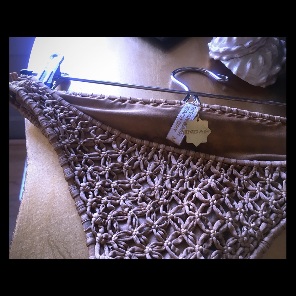 Indah Crochet Bikini Bottoms Medium Copper Gold